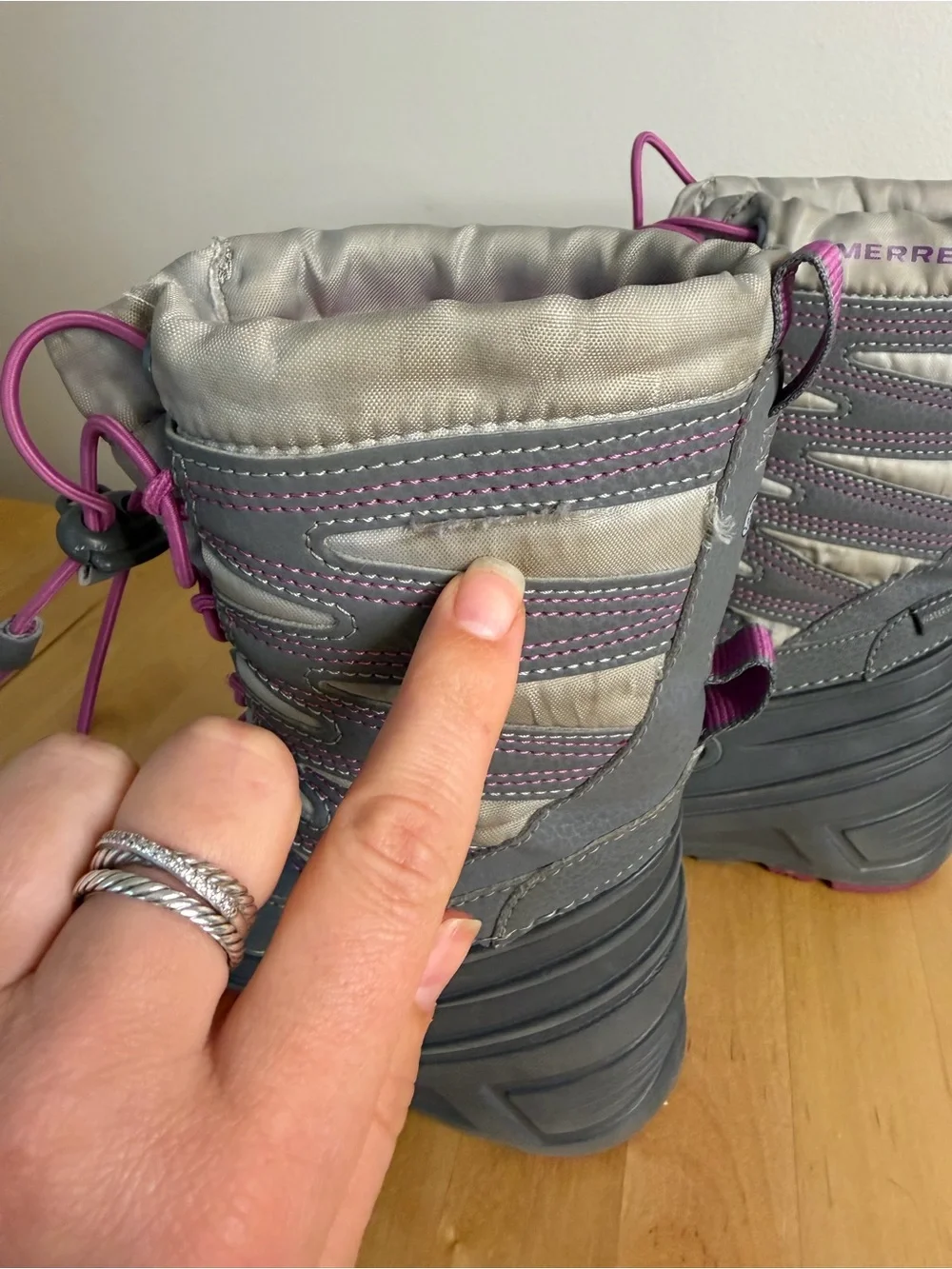 Merrell Kids Gray and Pink Insulated Snow Boots